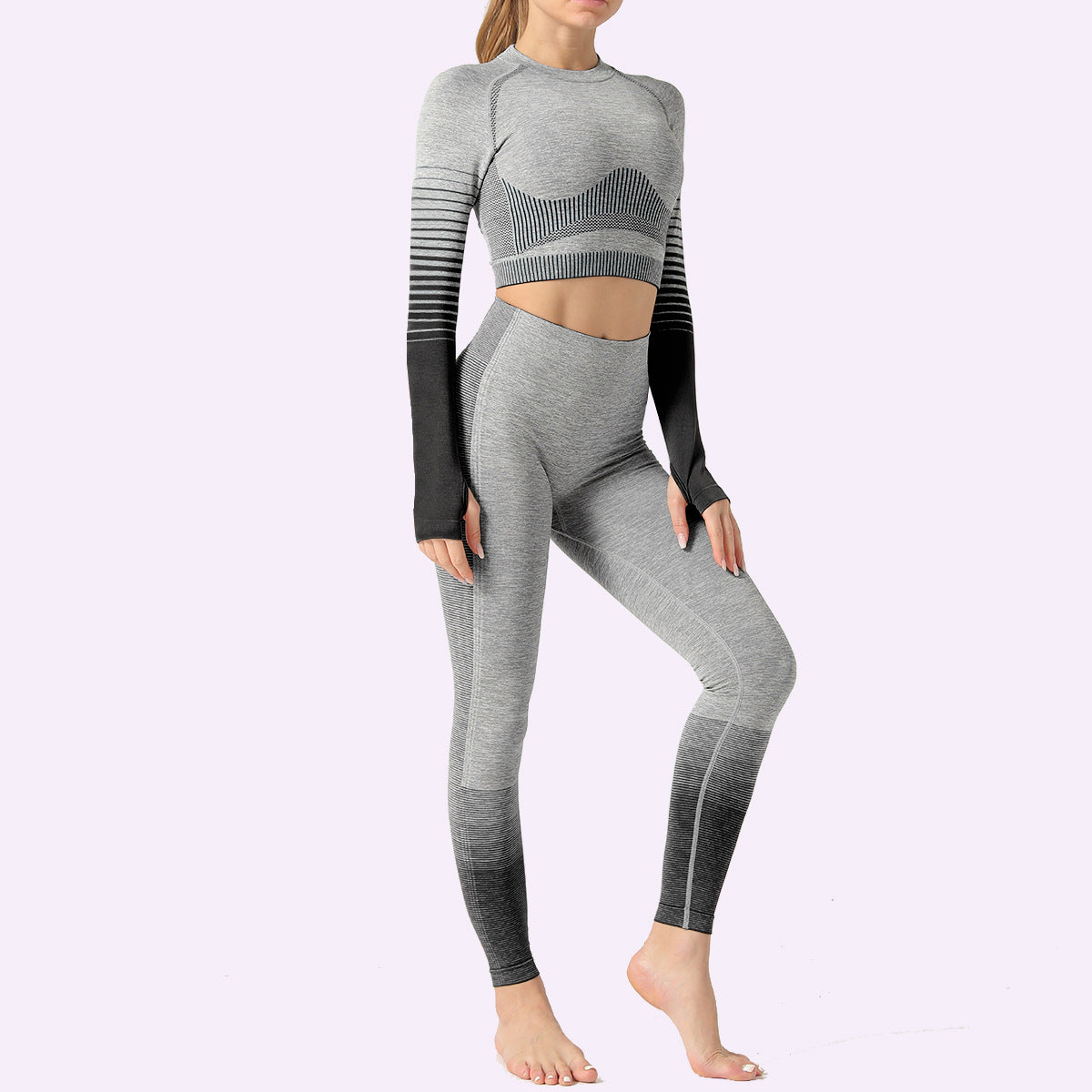 Seamless Ombre Yoga Set black 